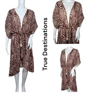 True Destination Challis Printed Long Beach Cover Up